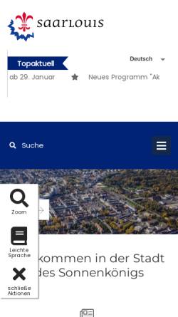 Vorschau der mobilen Webseite www.saarlouis.de, Stadt Saarlouis