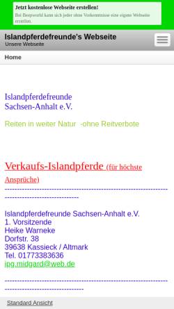 Vorschau der mobilen Webseite islandpferdefreunde.beepworld.de, Islandpferdefreunde Sachsen-Anhalt e. V.