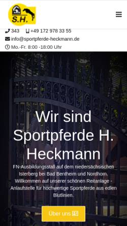 Vorschau der mobilen Webseite www.sportpferde-heckmann.de, Sportpferde Heckmann