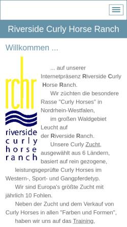 Vorschau der mobilen Webseite www.riverside-curly-horses.de, Riverside-Curly-Horses