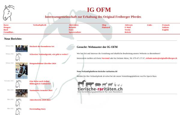 Vorschau von originalfreiberger.ch, IG zur Erhaltung des Original Freiberger Pferdes