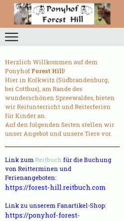 Vorschau der mobilen Webseite forest-hill.jimdo.com, Forest Hill, Kolkwitz