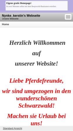 Vorschau der mobilen Webseite nynke_kerstin.beepworld.de, Tinker- und Friesenstall Reinhard