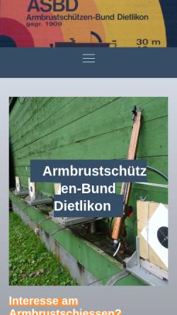 Vorschau der mobilen Webseite asbd.ch, Armbrustschützen-Bund Dietlikon