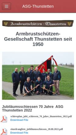 Vorschau der mobilen Webseite asgthunstetten.weebly.com, Armbrustschützen-Gesellschaft Thunstetten seit 1950