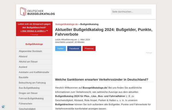 Vorschau von www.bussgeldkataloge.de, Bußgeldkatalog