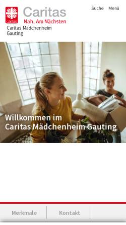 Vorschau der mobilen Webseite www.caritas-nah-am-naechsten.de, Caritas Mädchenheim Gauting