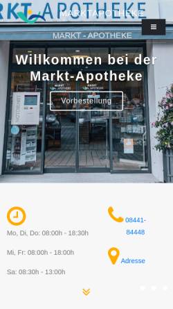Vorschau der mobilen Webseite www.markt-apotheke-pfaffenhofen.de, Markt Apotheke