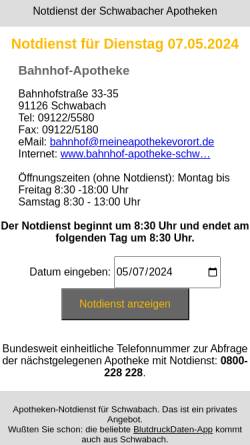 Vorschau der mobilen Webseite www.apotheken-notdienst.de, Apotheken-Notdienst