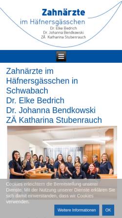 Vorschau der mobilen Webseite www.zahnaerzte-schwabach.de, Zahnarzt-Praxisgemeinschaft Schwabach