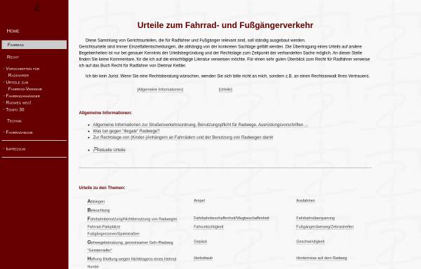 Vorschau von www.pdeleuw.de, Urteile zum Fahrrad- und Fußgängerverkehr