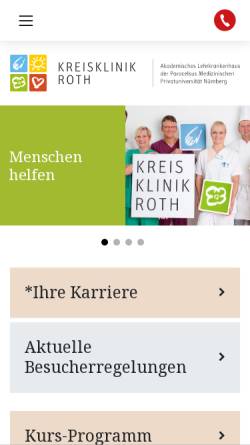 Vorschau der mobilen Webseite www.kreisklinik-roth.de, Kreisklinik Roth