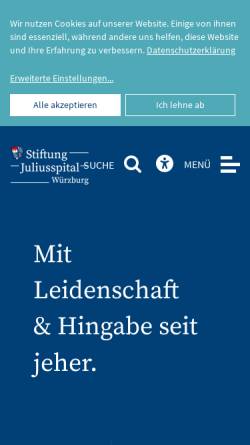 Vorschau der mobilen Webseite www.juliusspital.de, Stiftung Juliusspital Würzburg