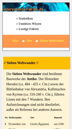 Vorschau der mobilen Webseite www.7weltwunderplusultra.de, Die sieben Weltwunder der Antike