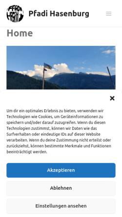 Vorschau der mobilen Webseite www.hasenburg.ch, Pfadi Hasenburg Täuffelen