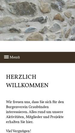 Vorschau der mobilen Webseite www.burgen-gr.ch, Burgenverein Graubünden