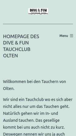Vorschau der mobilen Webseite www.divefun.ch, Tauchclub Olten