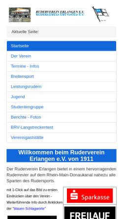 Vorschau der mobilen Webseite ruderverein-erlangen.de, Ruderverein Erlangen e.V. 1911