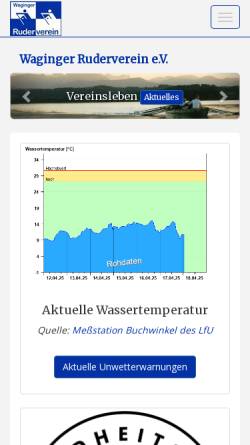 Vorschau der mobilen Webseite www.waginger-ruderverein.de, Waginger Ruderverein e.V.