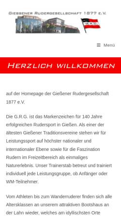 Vorschau der mobilen Webseite www.giessener-rg.de, Gießener Rudergesellschaft 1877 e.V.