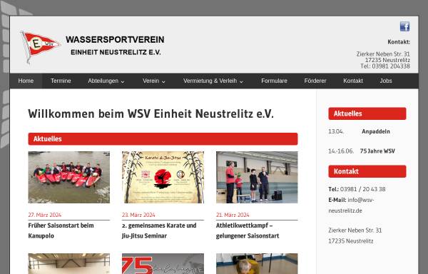 Vorschau von www.wsv-neustrelitz.de, Wassersportverein 