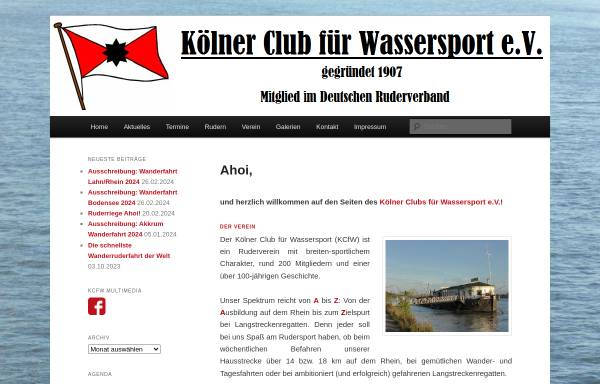 Vorschau von kcfw.de, Kölner Club für Wassersport e.V.