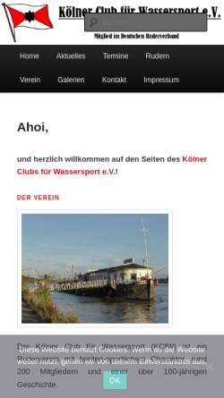 Vorschau der mobilen Webseite kcfw.de, Kölner Club für Wassersport e.V.