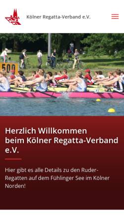 Vorschau der mobilen Webseite www.koelner-regatta-verband.de, Kölner Regatta-Verband e.V.