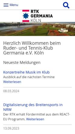 Vorschau der mobilen Webseite www.rtk-germania.de, Ruder- und Tennisklub Germania Köln