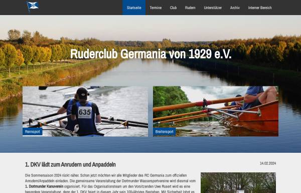Vorschau von www.rc-germania.de, Ruderclub Germania von 1929 e.V. - Dortmund