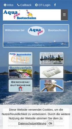 Vorschau der mobilen Webseite www.aquafun.de, Aquafun Bootsschulen GmbH