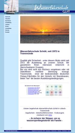 Vorschau der mobilen Webseite www.wasserfahrschule.de, Segelschule Travemünde
