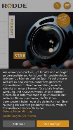 Vorschau der mobilen Webseite www.volkerrodde.de, Volker Rode Film- und VideoTechnik e.K.