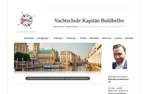 Vorschau von www.buhlheller-yachting.de, Yachtschule Kapitän R.C. Buhlheller