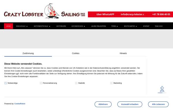 Vorschau von www.crazy-lobster.ch, Crazy Lobster Sailing GmbH