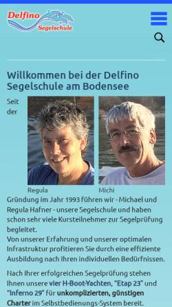 Vorschau der mobilen Webseite delfinos.ch, Delfino Segelschule, 9422 Staad am Bodensee