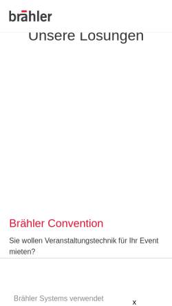 Vorschau der mobilen Webseite www.braehler.com, Brähler ICS Konferenztechnik International Congress Service AG