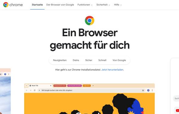 Vorschau von www.google.de, Google Chrome
