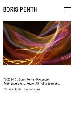 Vorschau der mobilen Webseite borispenth.de, Penth, Dr. Boris: Konzepte - Medienberatung - Regie