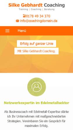 Vorschau der mobilen Webseite www.coachingdomain.de, CoachingDomain