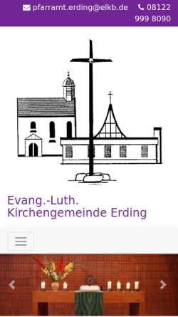 Vorschau der mobilen Webseite www.ev-kirche-erding.de, Evangelisch-Lutherische Kirchengemende