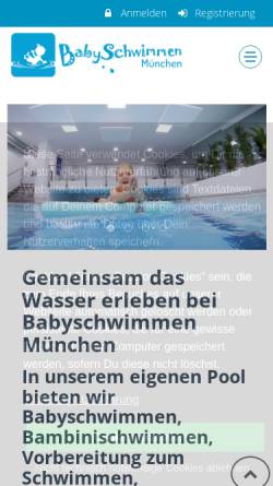 Vorschau der mobilen Webseite www.babyschwimmen-muenchen.de, Schwimmschule Immanuel Heinrich