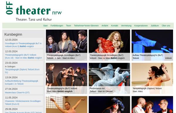 Vorschau von www.off-theater.de, Off-Theater nrw, Akademie für Theaterpädagogik und Tanzpädagogik