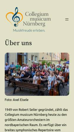 Vorschau der mobilen Webseite www.collegium-musicum-nuernberg.de, Collegium musicum Nürnberg