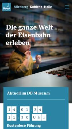 Vorschau der mobilen Webseite www.dbmuseum.de, DB Museum