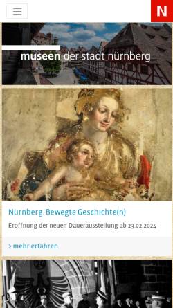 Vorschau der mobilen Webseite www.museen.nuernberg.de, Nürnberg Online: Städtische Museen