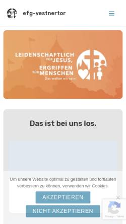 Vorschau der mobilen Webseite www.vestnertor.de, Evangelisch-Freikirchliche Brüdergemeinde am Vestnertorgraben