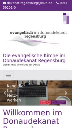 Vorschau der mobilen Webseite www.donaudekanat.de, Evangelisch-Lutherisches Dekanat Regensburg
