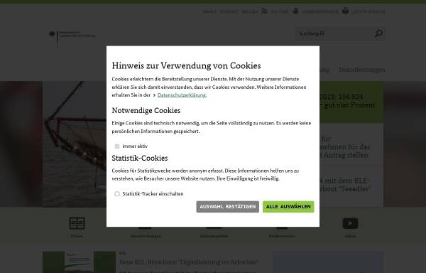 Vorschau von www.ble.de, Bundesanstalt für Landwirtschaft und Ernährung (BLE)