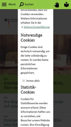 Vorschau der mobilen Webseite www.ble.de, Bundesanstalt für Landwirtschaft und Ernährung (BLE)